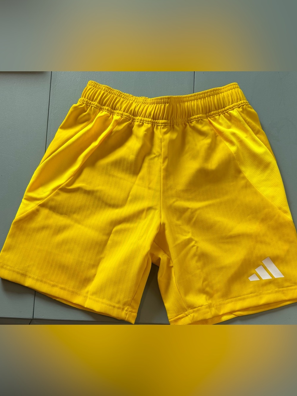 Nike Bright Yellow Kids Athletic Shorts with White Logo